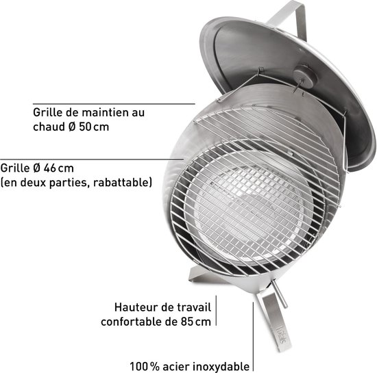 Höfats Cone Barbecue Houtskool - RVS - Ø60 cm - H 1,05 meter - Zwart/Zilver van Höfats — afbeelding 3