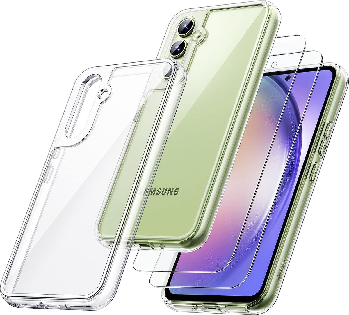 Nuvex Hoesje Geschikt voor Samsung Galaxy S23 Transparant Telefoonhoesje - Anti-Shock Case Cover met 2x Screenprotector