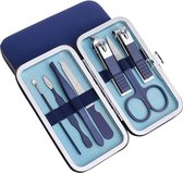 7-Delige Nagelknipper Set - Manicure- en Pedicureset - Opbergcase - Zwart/Blauw