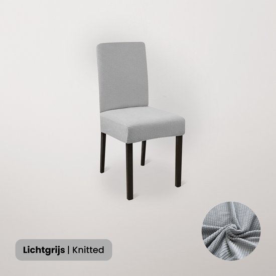 Housse de chaise 3.0 - (3 pièces) - Best fit - Tricoté - Gris clair - Chaises de salle à manger - Ensemble de housse de chaise - Parties de chaise - Housse de chaise - Stretch - BankhoesDiscounter®