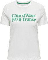 Only T-shirt Onlsinna Life Reg S/s France Top Bo 15320504 Cloud Dancer/azur Dames Maat - S