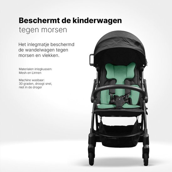 Hamilton by Yoop Inlegkussen voor Buggy - Ademend Zitkussen Wandelwagen - Inlegmat tegen Zweten en Beschermd tegen Vlekken - Wasbaar Inzetstuk Kinderwagen - Groen van Hamilton — afbeelding 3