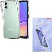 Soft Back Cover Hoesje Geschikt voor: Samsung Galaxy A05 Silicone - Transparant + 2x Tempered Glass Screenprotector - ZT Accessoires