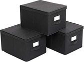 Opberg box, Set: 3 Stuks - Multifunctioneel Doos Mand Vakken 40x30x25cm zwart RFB03H