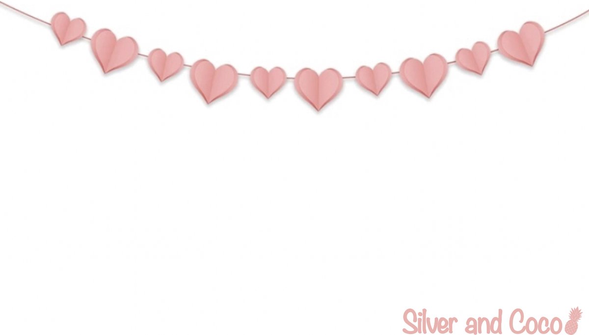 SilverAndCoco® - Moederdag Versiering Slinger | Verjaardag Decoratie Vlaggenlijn Pakket Ik Hou Van Jou Harten | Hartjes Liefde Valentijn | Helium Party Feest Slingers Cadeau voor - Moeder / Mom / Liefste Mama