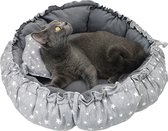 Pochon Pet Daisy - lit pour chat avec oreiller - Grijs - peluche douce - lit réversible - lit pour chat 4 en 1 - oreiller pour chat - lits pour chat