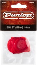 Dunlop Plektrum Big Stubby 1,00 6er-Set rood transparant - Plectrum set
