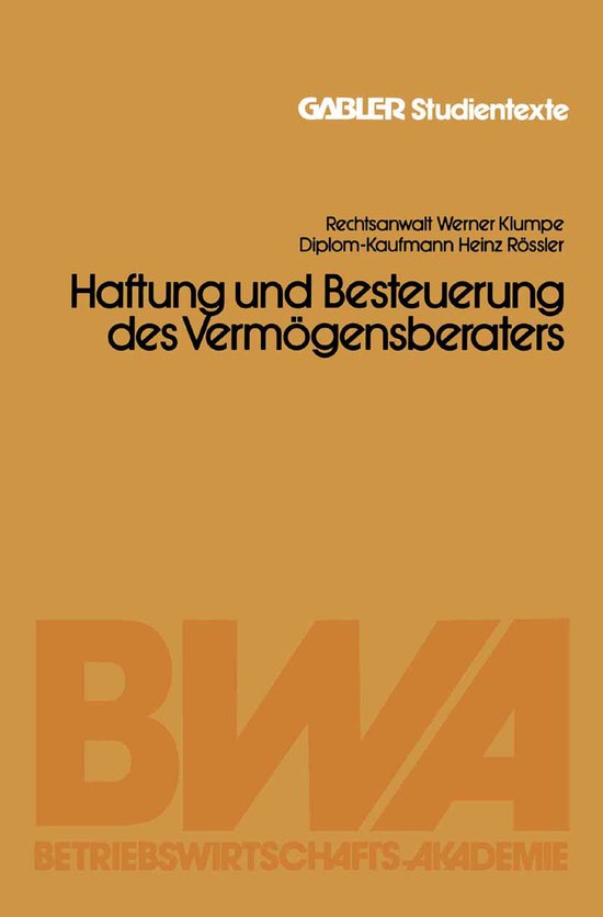 Haftung Und Besteuerung Des Vermögensberaters - cover