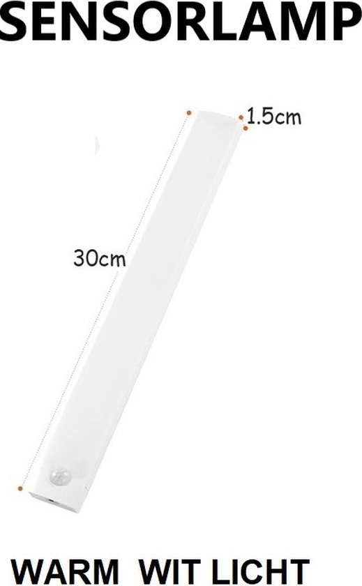 TechU™ Sensorlamp – Intelligente Lamp met Sensor – Automatisch aan & uit – 30 cm – Nachtlamp – USB Oplaadbaar – Warm Wit Licht