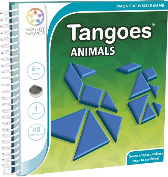 SmartGames - Tangoes Animals - magnetisch puzzelspel - 48 opdrachten - tangram - reisspel