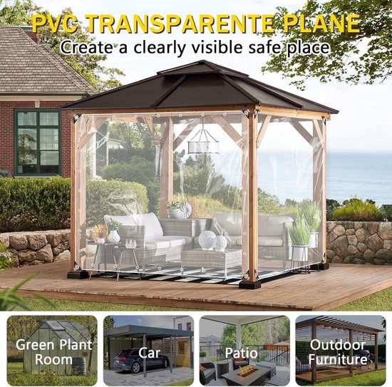 Transparant zeil met ingestanste ringen, 9,8 x 13,1 m, waterdicht pvc-zeil, 450 g/m², dekzeil voor kassen, buitentent voor buiten, multifunctioneel zeil, met touw en kabelbinders (3 x 4 m