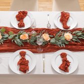 tafelloper van witte kaasdoek, 90 x 400 cm, omvangrijke, lange, rustieke tafelloper van gaas, romantische semi-doorschijnende stof, tafelkleed voor boho-bruiloftsprieel, decor voor verjaardagsfeestje (terracotta - 2 stuks)
