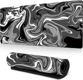 400*900*3mm gaming-muismat-abstract patroonontwerp-desktopmuismat geschikt voor thuis en op kantoor-zwart-witte inkt vloeibaar golfpatroon