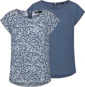 dames T-shirt Clara regular fit rib donkerblauw