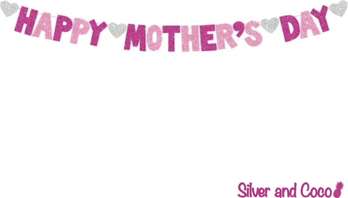 SilverAndCoco® - Moederdag Versiering Slinger | Verjaardag Decoratie Vlaggenlijn Pakket | Helium Party Feest Slingers Cadeau voor - Moeder / Mom / Liefste Mama