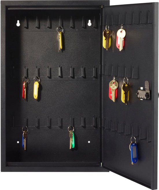 Wandgemonteerde sleutelkast combinatieslot met 50 haken afsluitbaar - veilig metalen kluis voor thuis en kantoor