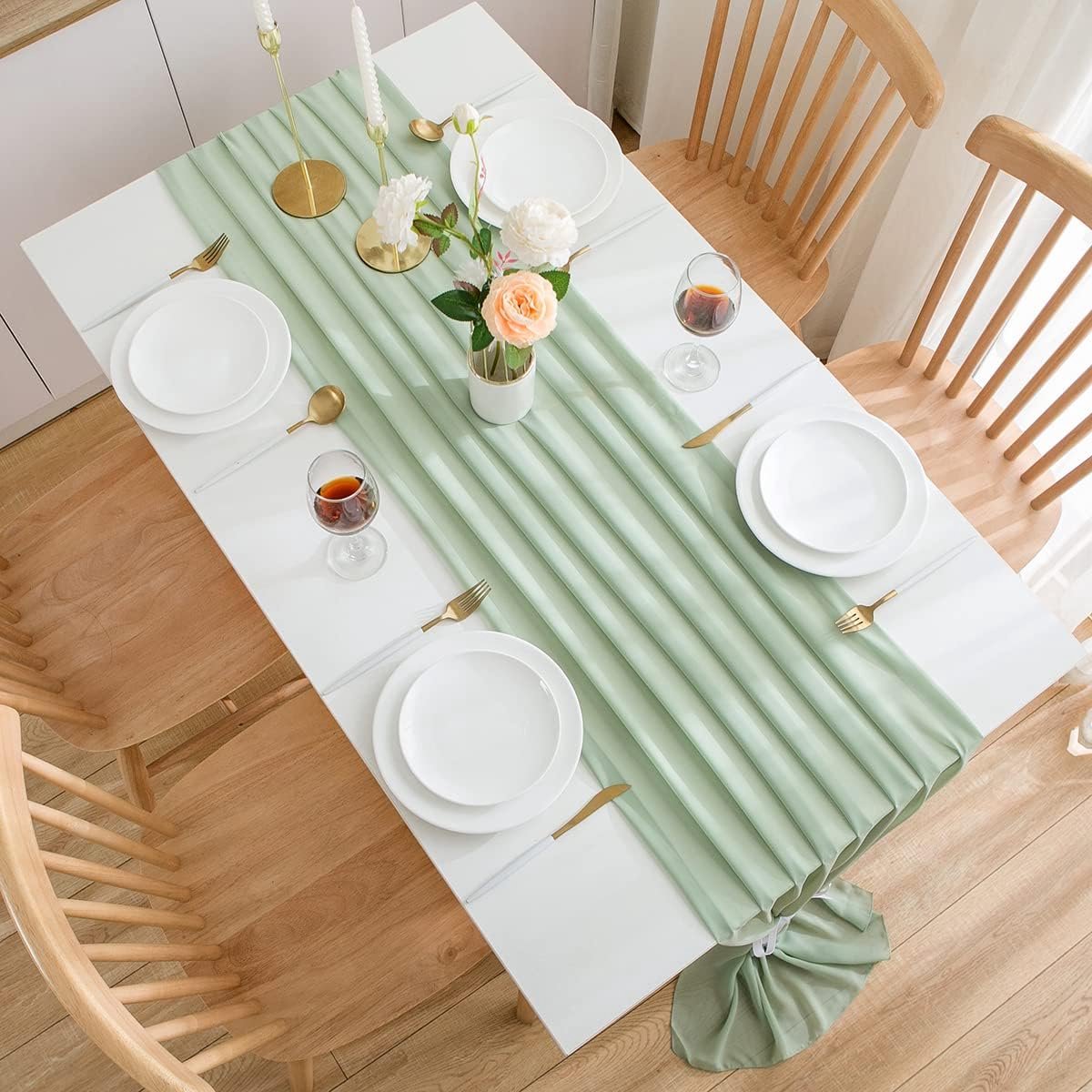 1/10 Pack Chemn de table en satn doré de 12x108 pouces de long