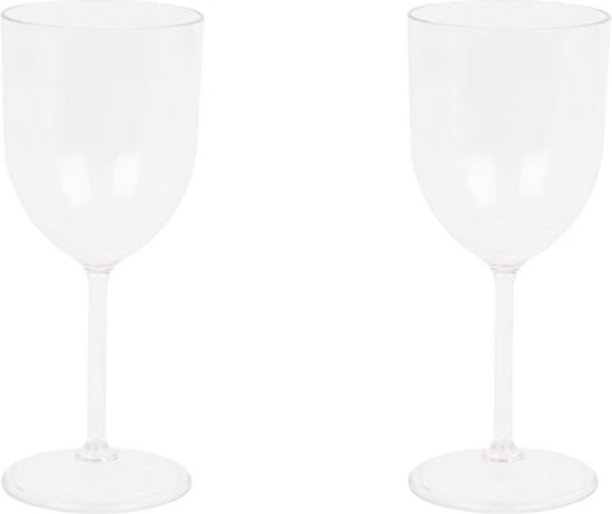 Wijn Kunststof Glazen - set van 2 – Kunststof – Transparant – Feest– Bruiloft