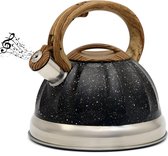 Belle Vous Black Whistling Tea Kettle - 3L Tea Pot for Stovetop/Induction Stove Top - Stainless Steel Hot Water Camping Kettle Teapot for Tea/Coffee