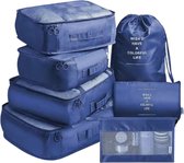 DOE Packing Cubes Set 8-Delig - Bagage Organizers - Travel Backpack Organizer - Kleding organizer - Navy