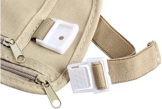 Secret Pocket - Portefeuille de voyage - Sac de taille - Ceinture porte-monnaie - Poche cachée - Housse de protection - Léger - Beige - Kaki