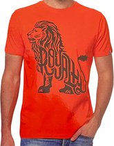 Oranje - T-Shirt Heren - Koningsdag - Leeuw 'Royalty' - 100% Katoen - Maat L - 52/54