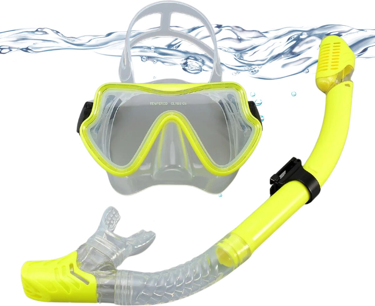 Actania Snorkelmasker - Volwassenen - Snorkel - Snorkelset - Duikbril - Full Face - Geel