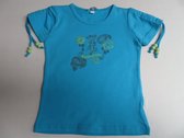 T shirt - Korte mouwen - Meisjes - Bloemenmeisje- Turquoise - 4 jaar 104
