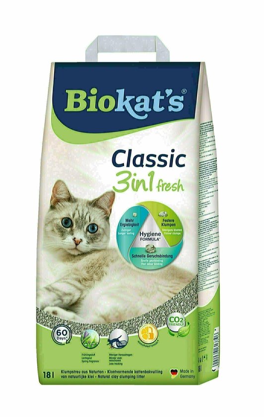 Biokat's Classic Fresh 3in1 - 18 L - Kattenbakvulling - Klontvormend - Lente geur