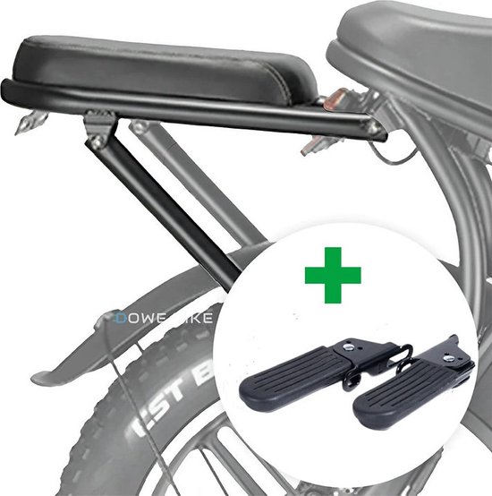 Dowe Bike - Fatbike Achterzitje + Voetsteuntjes - OUXI V8 Achterzitje - Fatbike Accessoires - Fatbike Onderdelen