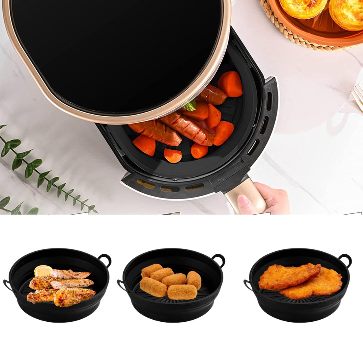 Lékué Airfryer Ovenschaal Rechthoek - Set 2-delig - Glas - Voor 2 gerechten