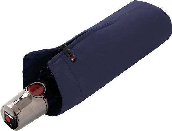 Pocket paraplu T Duomatic "Black Edition" – opvouwbaar – stormvast – automatisch open- en dichtmechanisme – winddicht, Donkerblauw