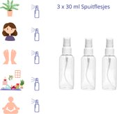 Sprayflesje - 3 x 30 ml- Spray flacon - Spuit Flesje - Verstuiver - Kunststof - Reisflacon - Fijne verneveling - Goede kwaliteit - Herbruikbaar