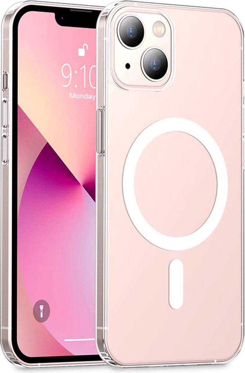 Telefoonhoesje - Geschikt voor iPhone 13 Hoesje - Magnetisch - Transparant - Military Grade - Transparant