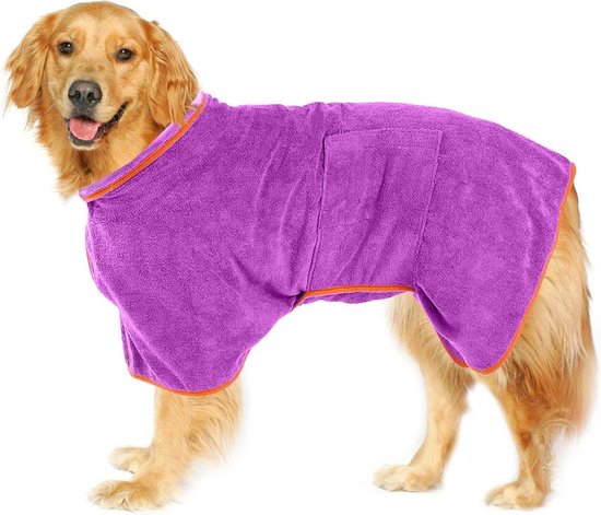 Hondenbadjas - Maat L - Lila - Badjas Voor Honden - Honden Badjas