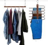 Hanger, ruimtebesparend, multifunctioneel, gemaakt van beukenhout met 5 rails - kleding