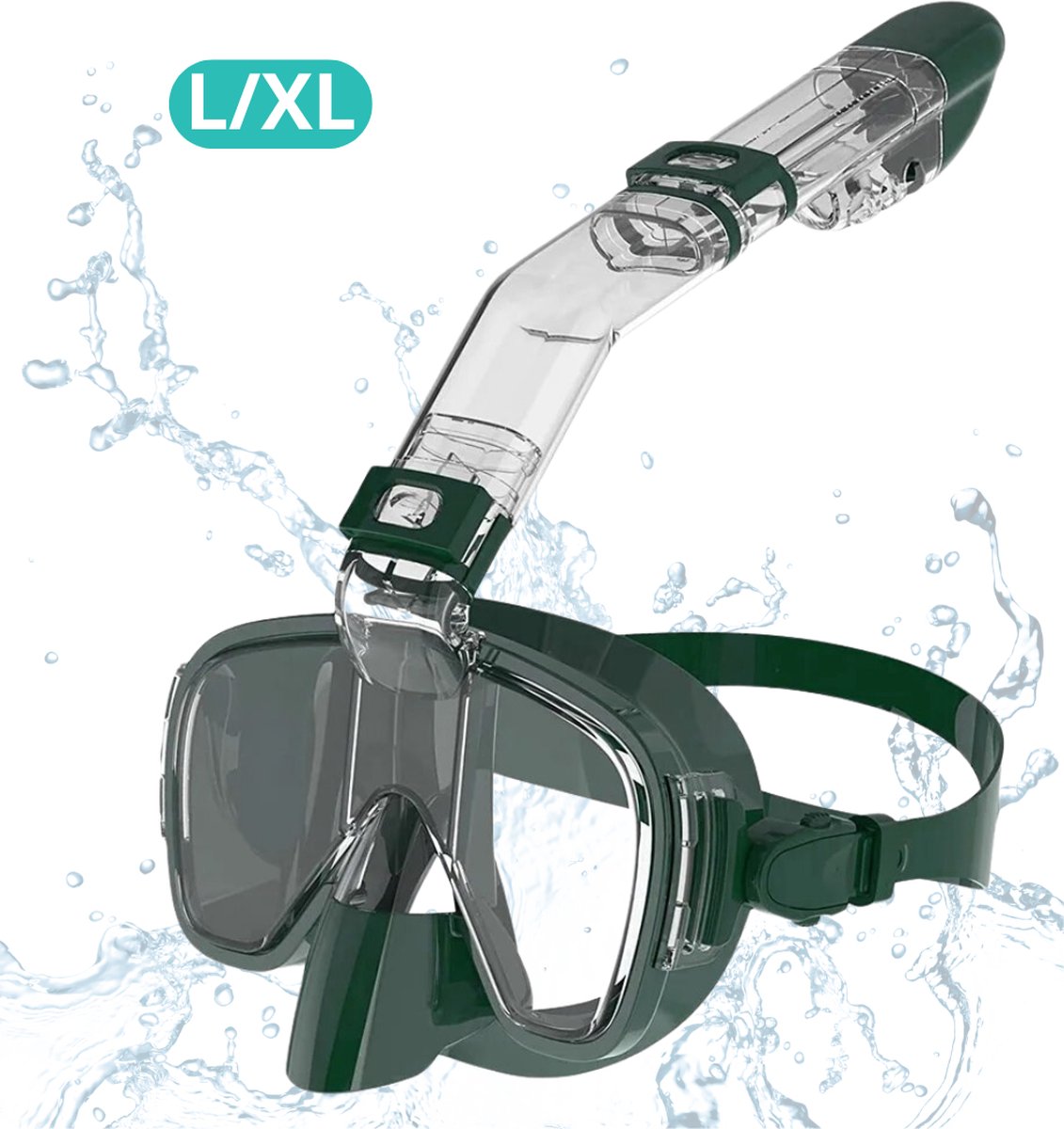 Actania Snorkelmasker - Volwassenen - Snorkel - Snorkelset - Duikbril - Full Face - L/XL - Militair Groen