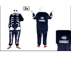 2x Onesie Skelet geen ruggengraat mt.M - Pyamaparty festival thema feest evenement fun Pyama party