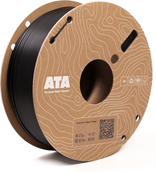 Foto: Ata pla 2 0 black pla 3d printer filament 1 75mm 1 kg pla spool diameter consistency insights dci european made filament