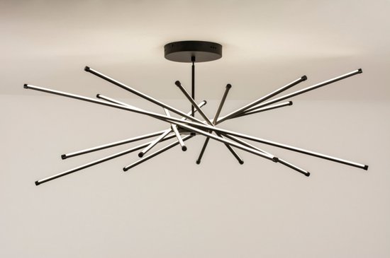 Lumidora Plafondlamp 31201 - Plafonniere - MIKADO - 10 Lichts - Ingebouwd LED - 36.0 Watt - 4000 Lumen - 2700 Kelvin - Zwart - Wit - Kunststof