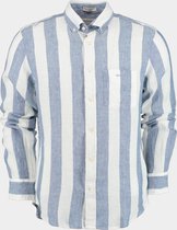 Gant - College Overhemd Linnen Streep Blauw - Heren - Maat XL - Regular-fit