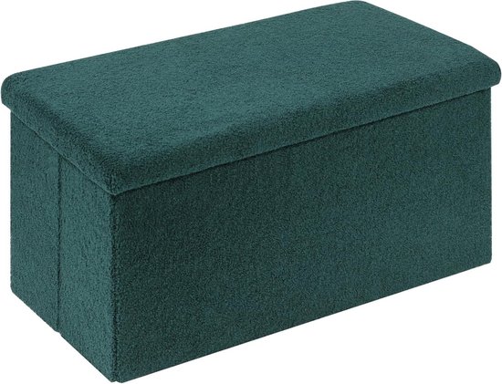 Canapé avec rangement, canapé pliant, repose-pieds en velours, coffre, boîte de rangement avec couvercle, vert, 80 x 40 x 40 cm