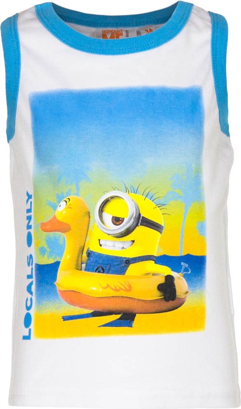 Minions Shirt - Mouwloos - Wit - Maat 116