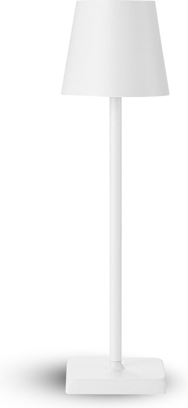 Lumi Tafellamp Oplaadbaar - Draadloos en Dimbaar - Moderne Touch Lamp - Tafellamp buiten - Bureaulamp Woonkamer - Nachtlamp Slaapkamer - Leeslamp - 5200mAh Batterij - IP65 Waterdicht - Industrieel - 38 cm - Wit