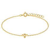 Lucardi Dames Zilveren goldplated armband bij zirkonia - Armband - 925 Zilver - Goudkleurig - 19 cm