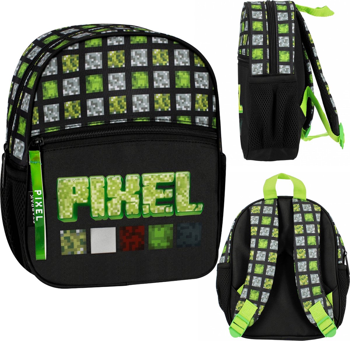 Pixel Game Kleine Peuterschool, verstijfde, Rugzak voor Jongens 26x23x9cm met een verstevigde rug