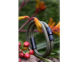 Urn-Crematie-as heren armband-Sieraad wordt voor u op maat gemaakt!-6mm Sail Rope Kaki mannen armband met crematie-as verwerkt in bedel-Design rvs kralen-Herinneringsarmband-Assieraad-urn-Veilige kop/kom sluiting-Crematie-as verwerkt in glas en hars