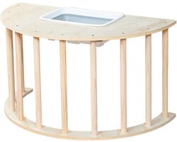 Buxibo Houten Klimbrug/Klimboog Inclusief Opbergbak - Speelboog met Bak - Multifunctionele Kindertafel van Hout - 90x50x50cm