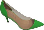 LAURAMODE-ESCARPINS-VERT-CUIR VERNI-TALON 8CM-TAILLE 39