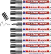 edding 3000 permanent marker - grijs - doosje van 10 stuks - ronde punt 1,5 - 3 mm